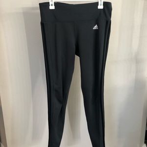Adidas Climate Leggings Dark Gray Black Stripes L